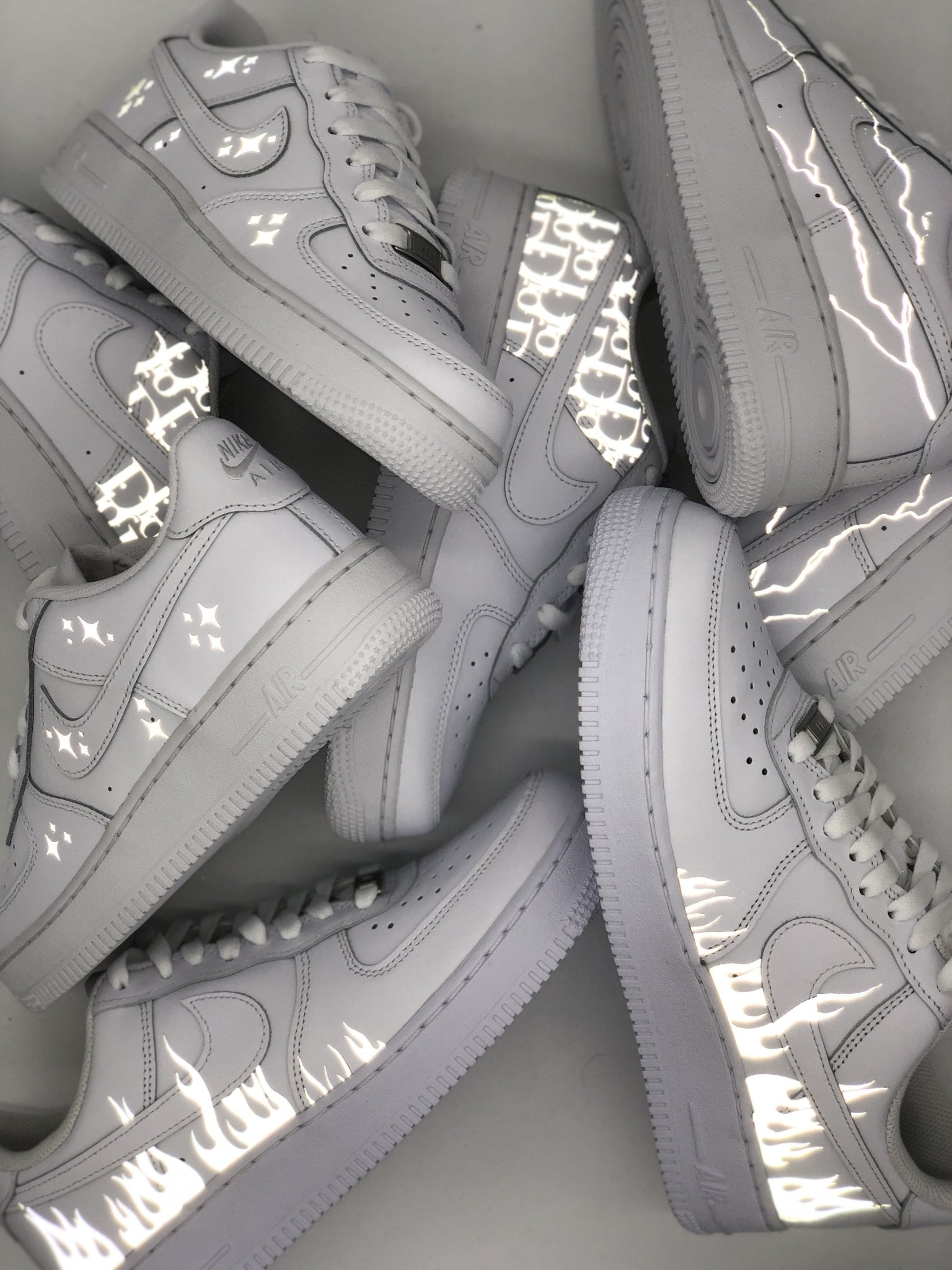 Custom Reflective Air Force 1s (Drip, Butterfly, Stars) ALL SIZES